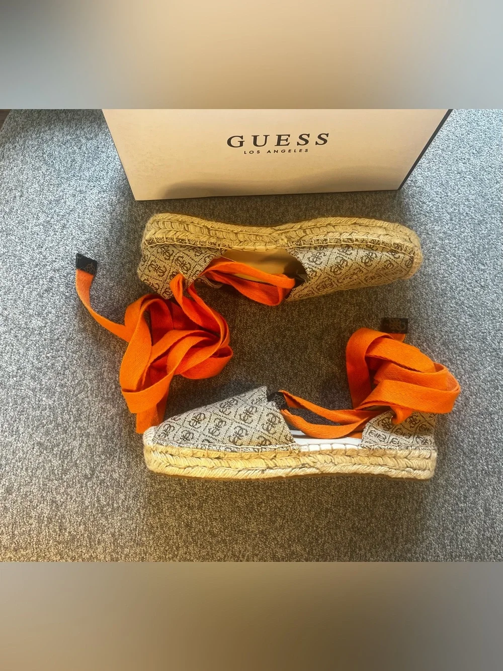 GUESS Orange Logo Espadrille Lace-Up Flats